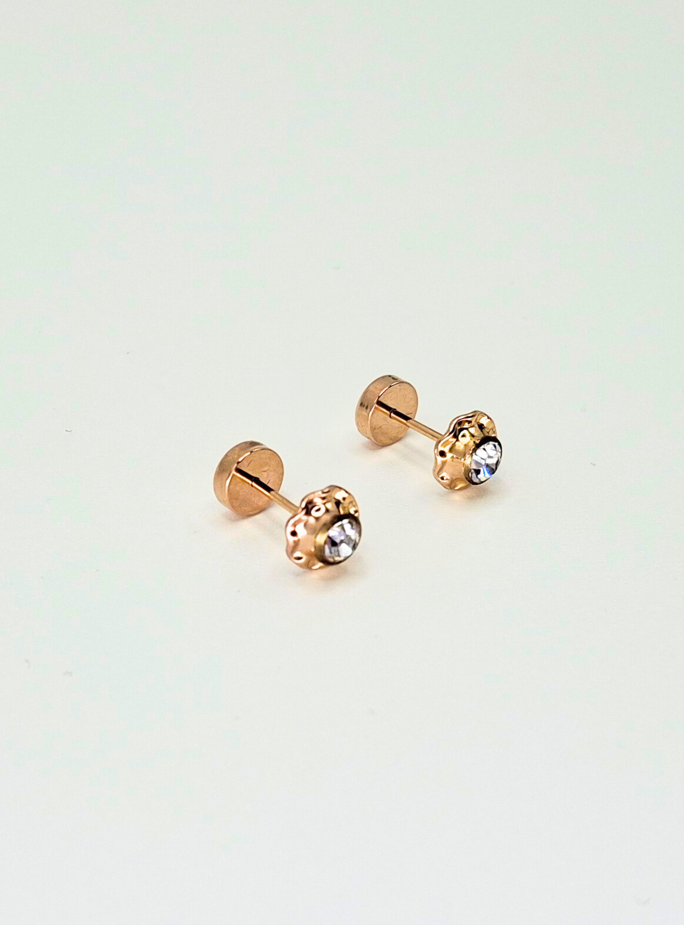 Aros abridores para bebé y niña de oro laminado 20k modelo piedra de circón-3