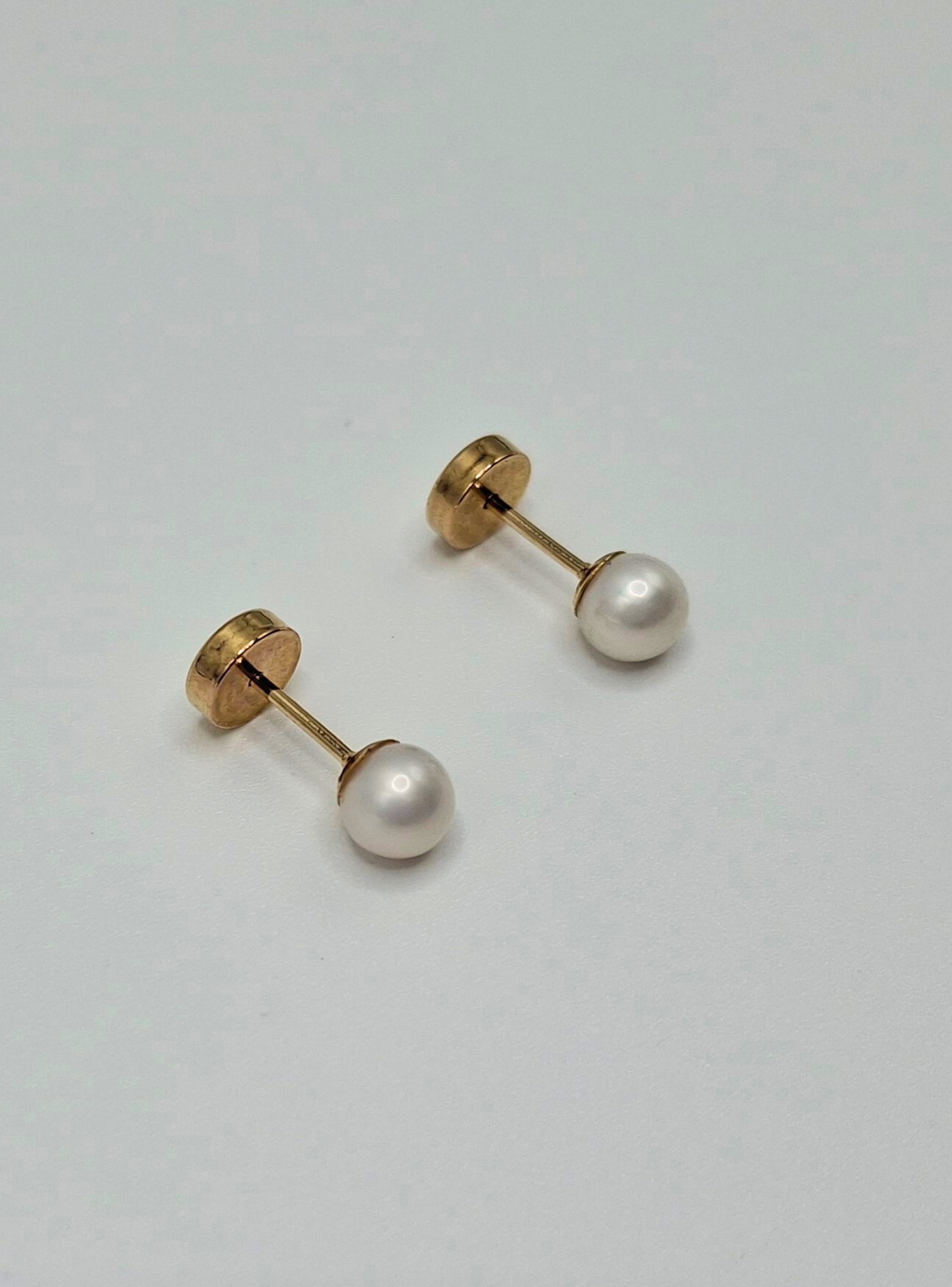 Aros abridores para bebé y niña de oro 18k y Perla cultivada.-4