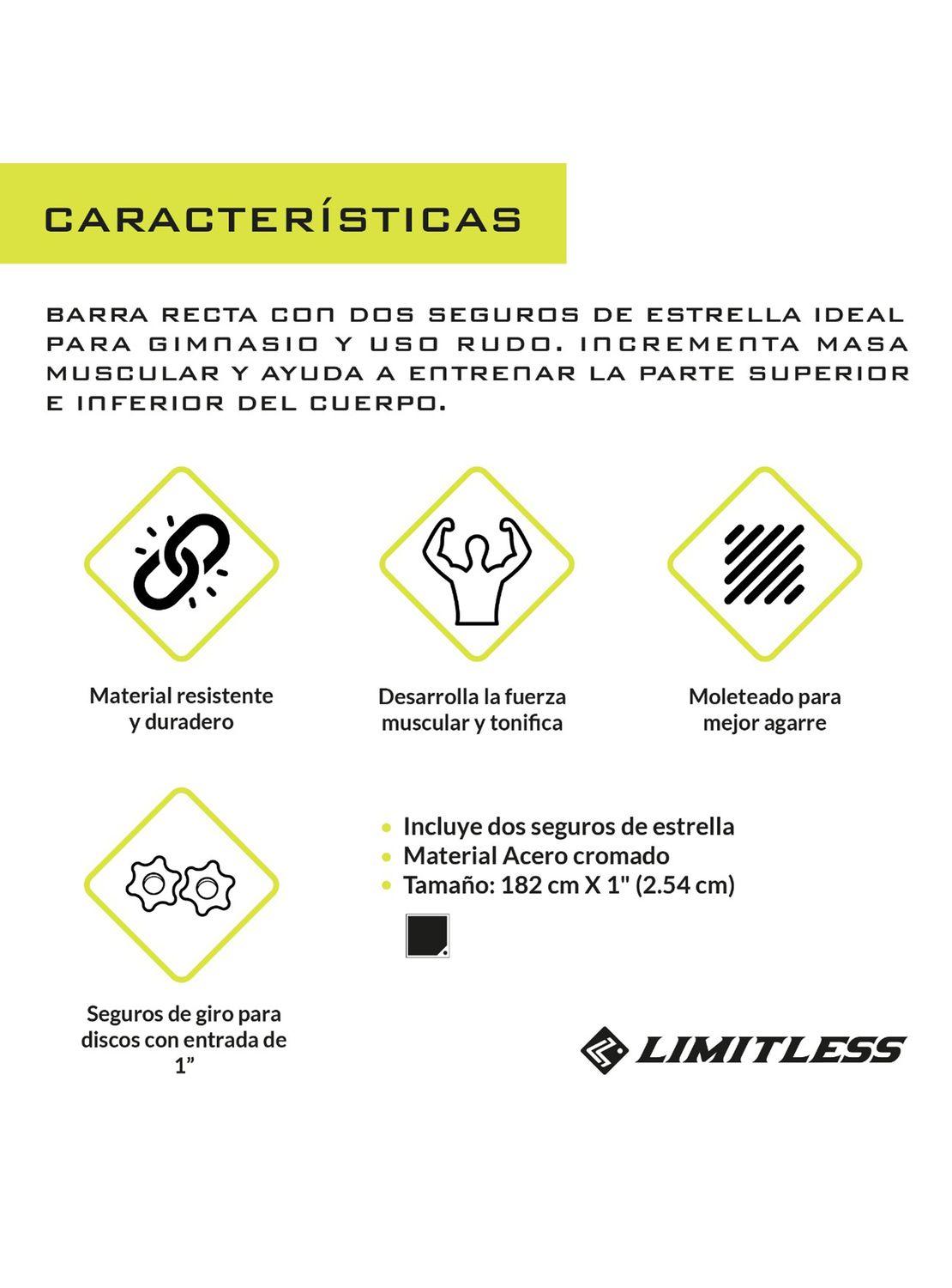 Barra Preolímpica Recta Cromada 180 cm Limitless-4