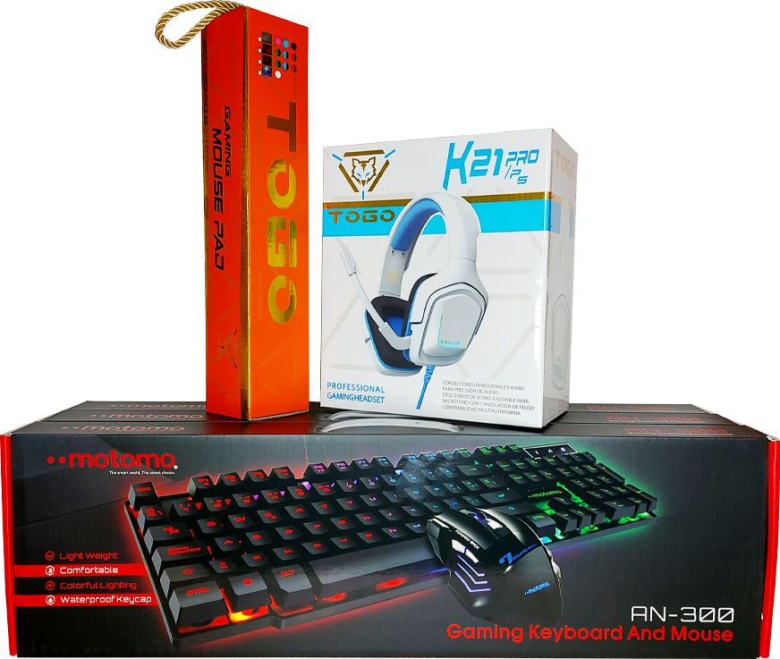 Kit Gamer RGB Togo Motomo  Audífonos + Mouse Pad + Teclado + Mouse-0