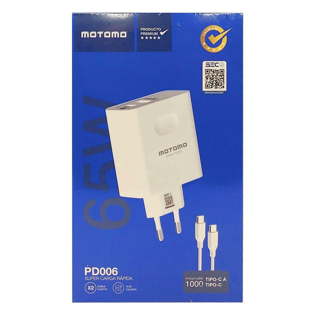 Cargador Pared Doble Puerto USB-C y USB-A 65W / Motomo PD006-3