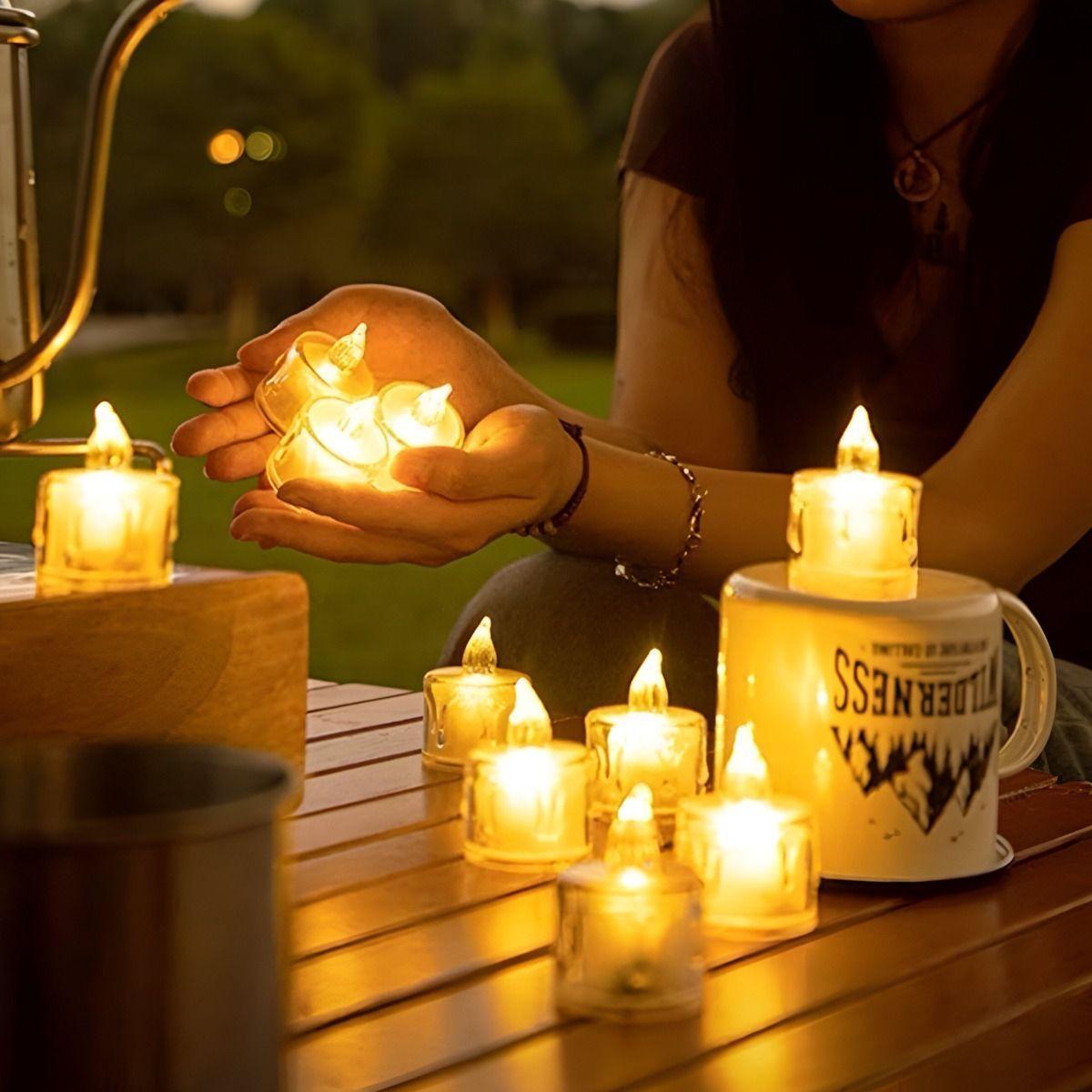 Set 16 Velas LED Decorativas Sin Llama Cristal Acrílico Jhn-3