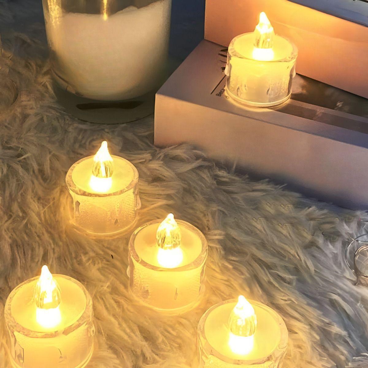 Set 16 Velas LED Decorativas Sin Llama Cristal Acrílico Jhn-4