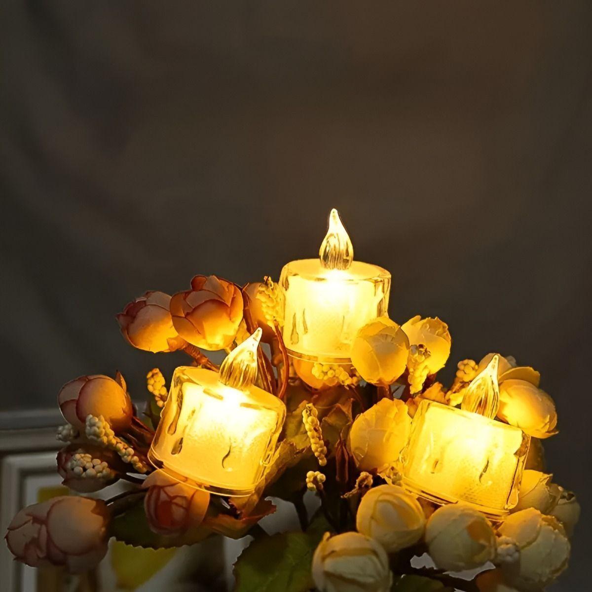 Set 16 Velas LED Decorativas Sin Llama Cristal Acrílico Jhn-8