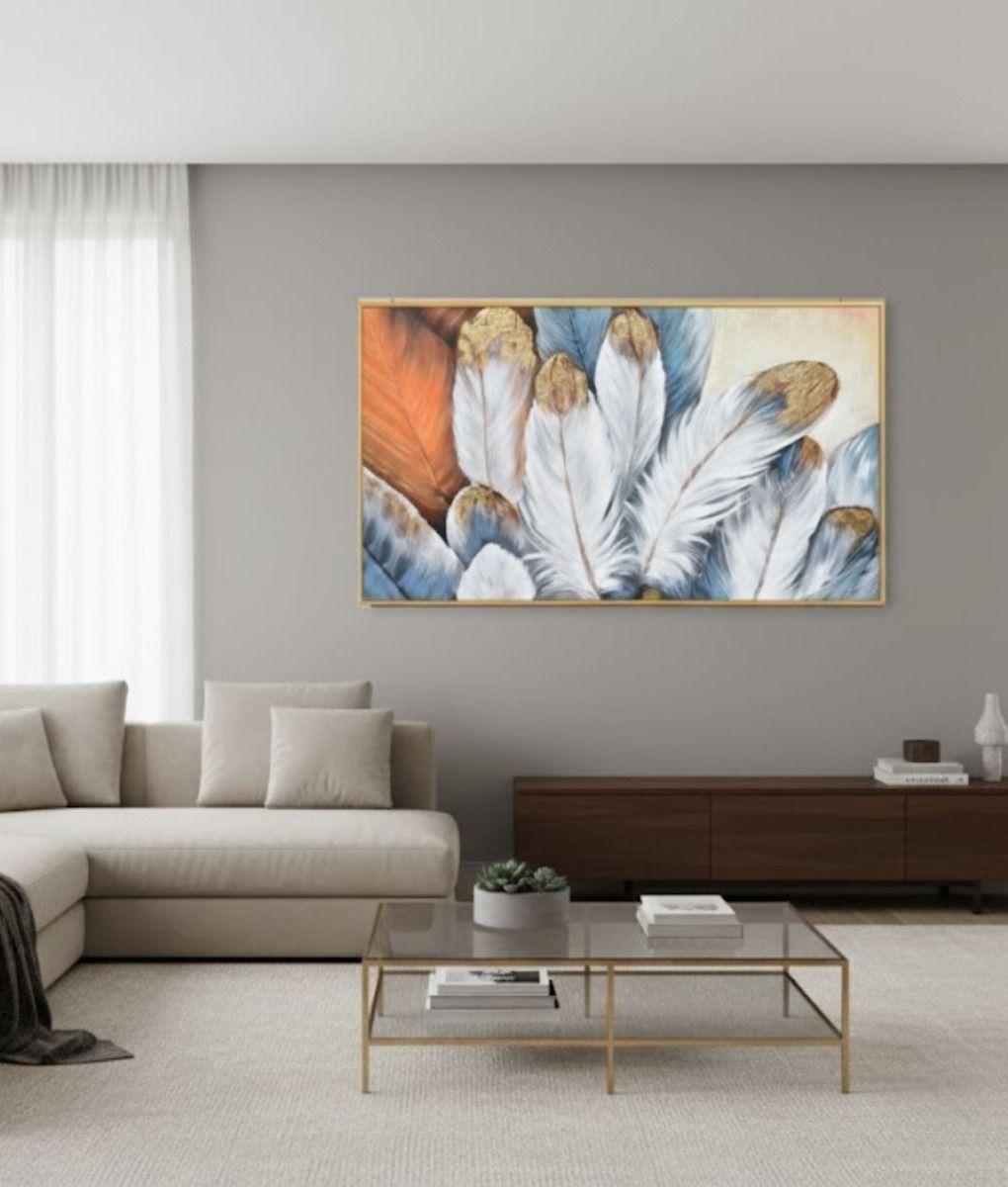 Cuadro Decorativo Plumas Abstractas Adorno Pared Jhn-6