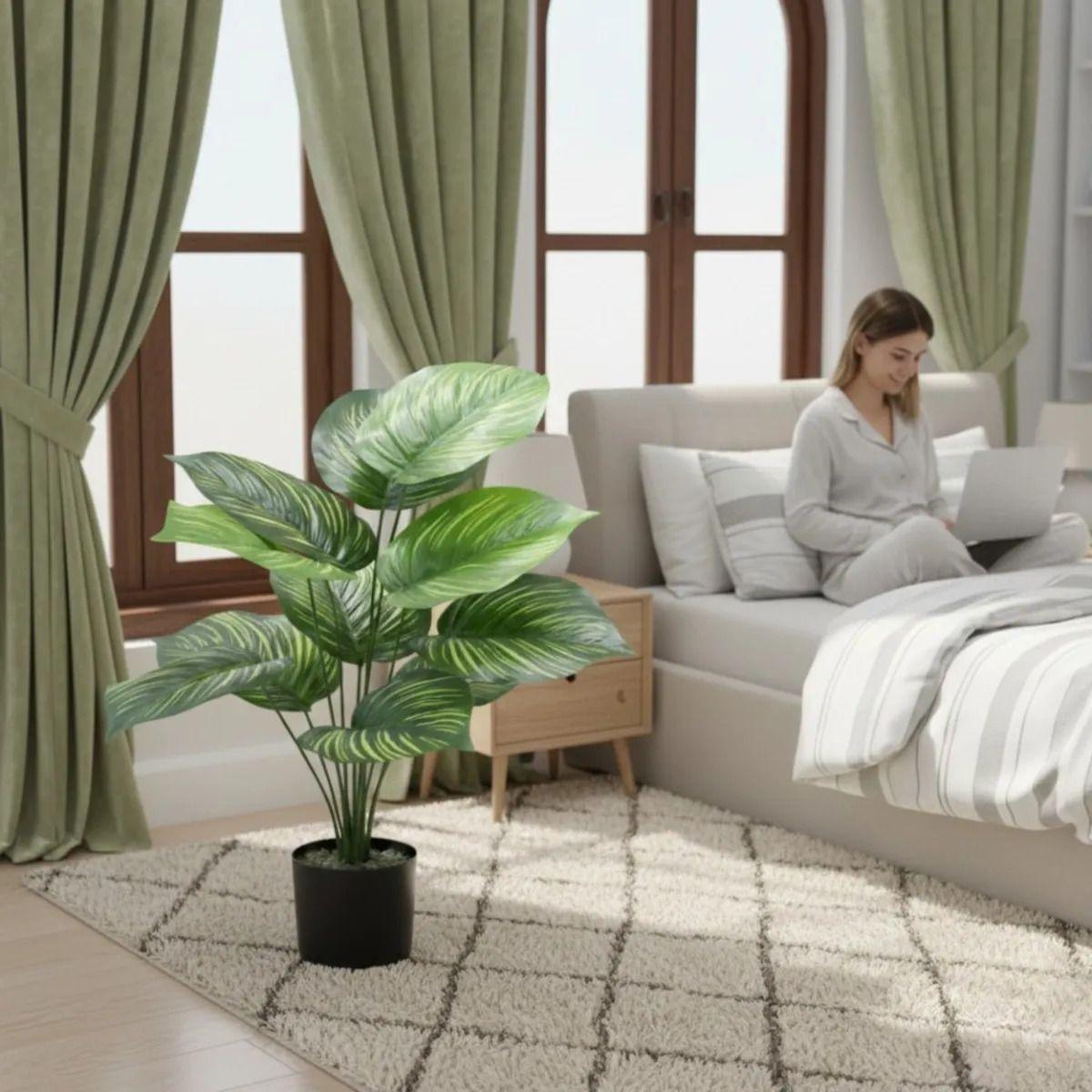 Planta Ornamental Artificial Follaje Exótico Maceta ALJ-3