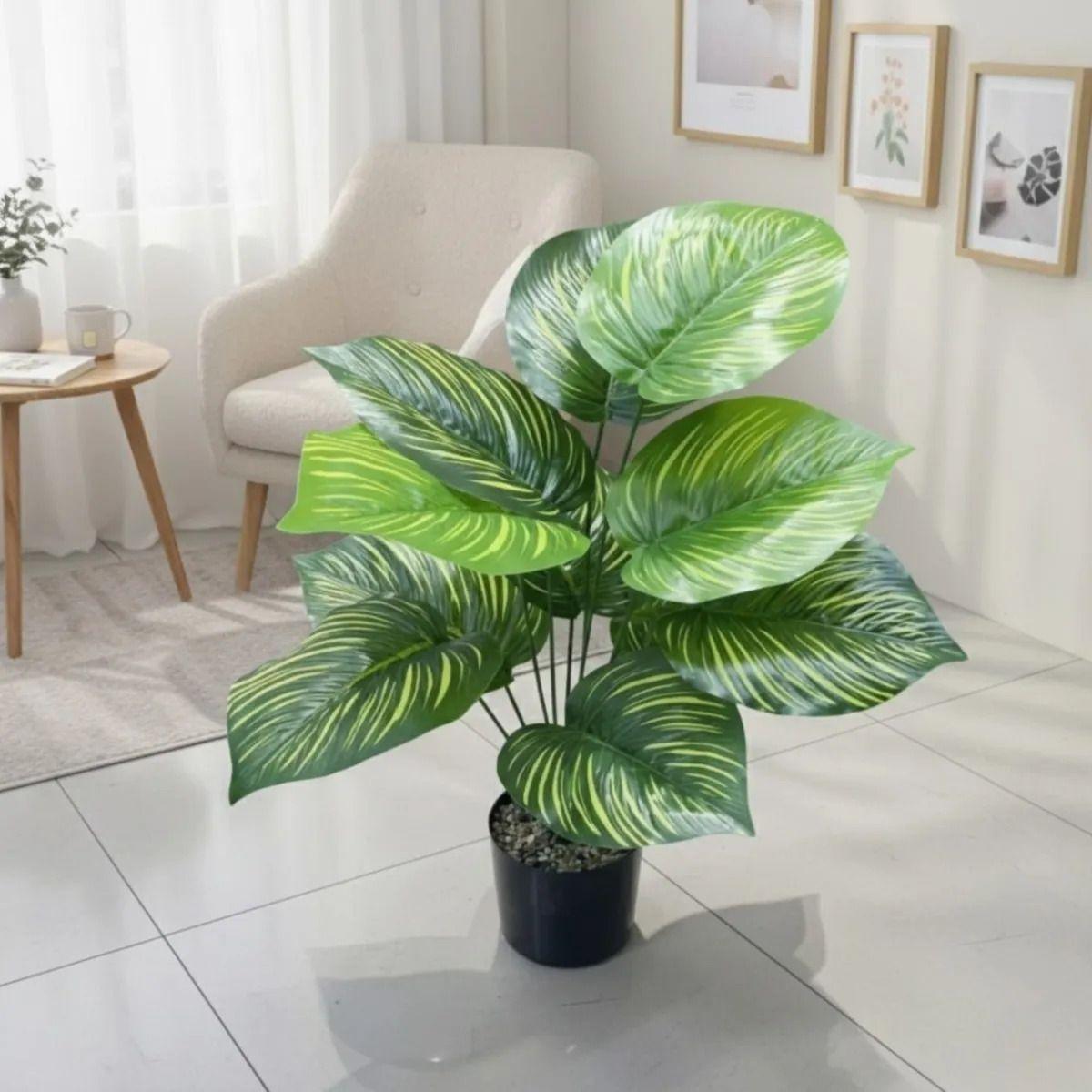Planta Ornamental Artificial Follaje Exótico Maceta ALJ-4