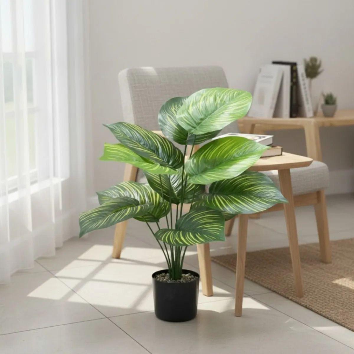 Planta Ornamental Artificial Follaje Exótico Maceta ALJ-7