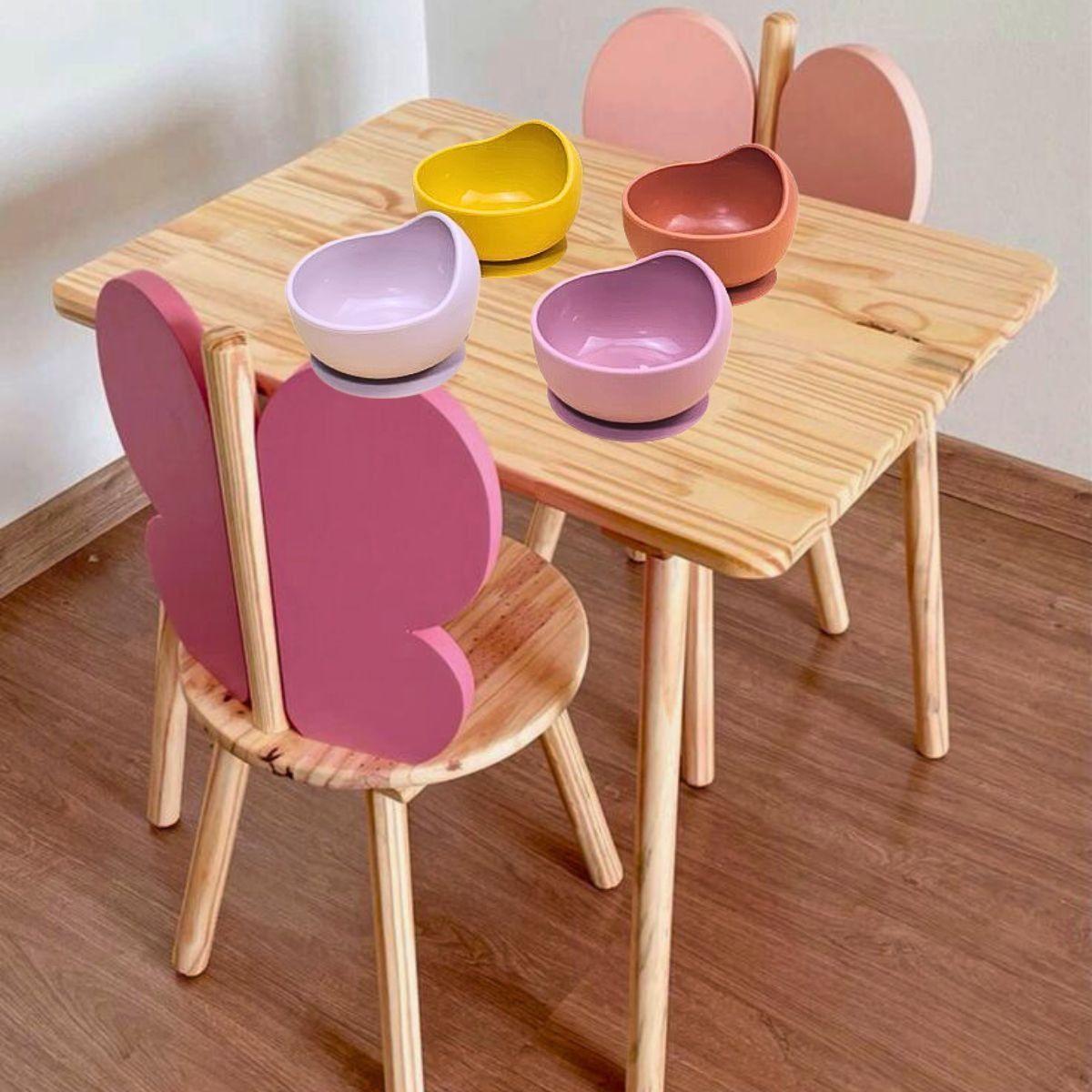 Set 2 Platos Tazon Silicona Antideslizante Comida Bebes Lau-4