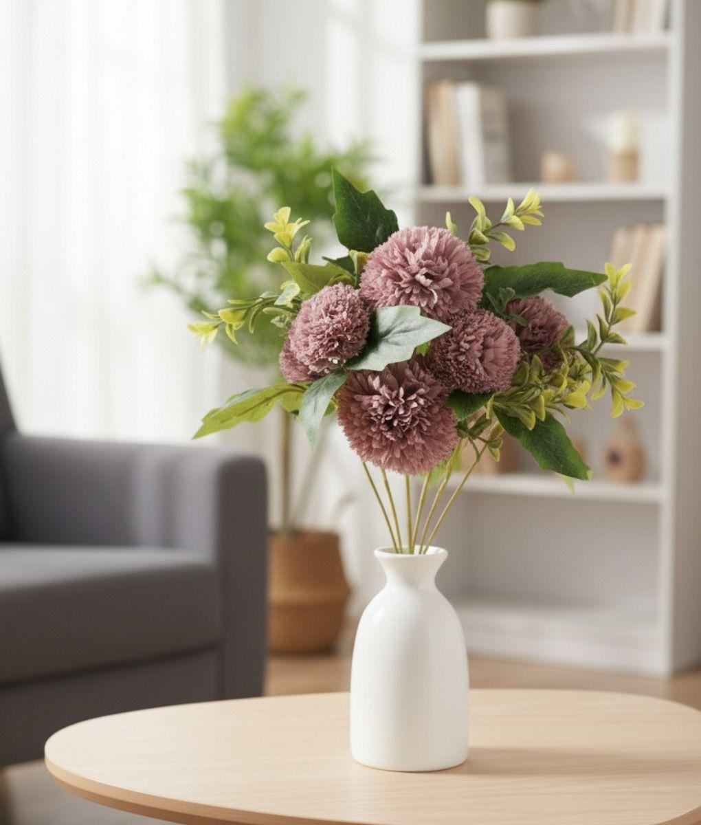 Set 2 Ramo Flores Artificiales Pompones Decoración Hogar Jhn-8