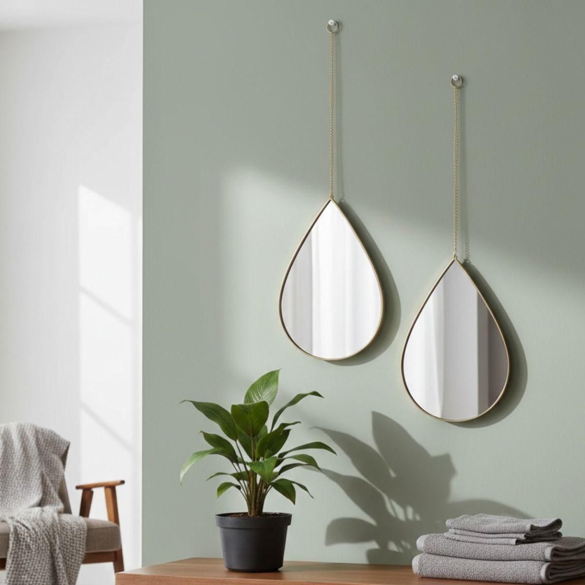 Set 3 Espejo Pared Decorativo Forma Gota Adorno Colgante Jhn-6