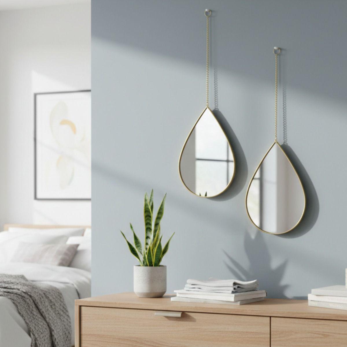 Set 3 Espejo Pared Decorativo Forma Gota Adorno Colgante Jhn-8