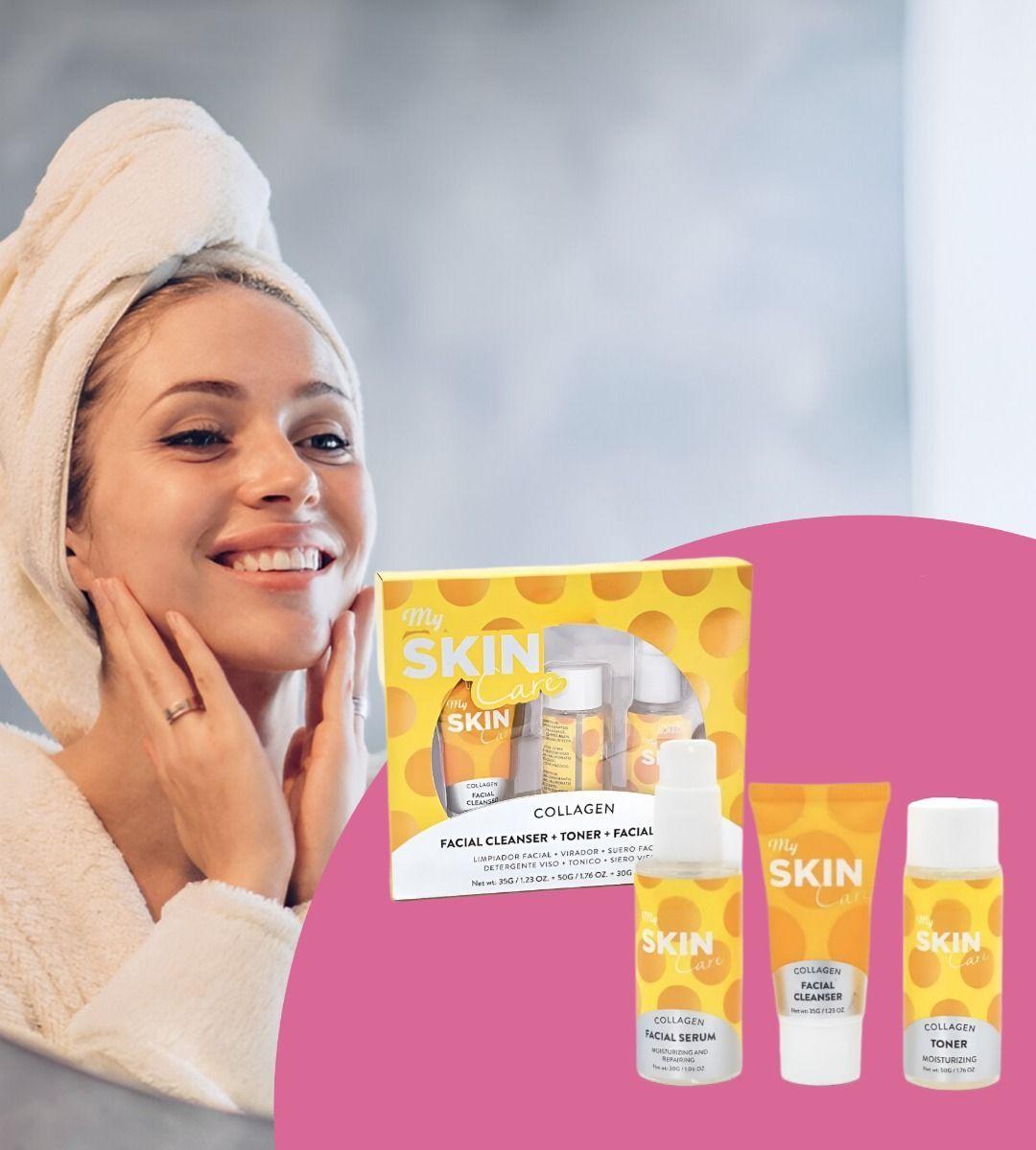 Kit Skincare Colágeno Limpiador Tónico Serum Facial Jhn-5