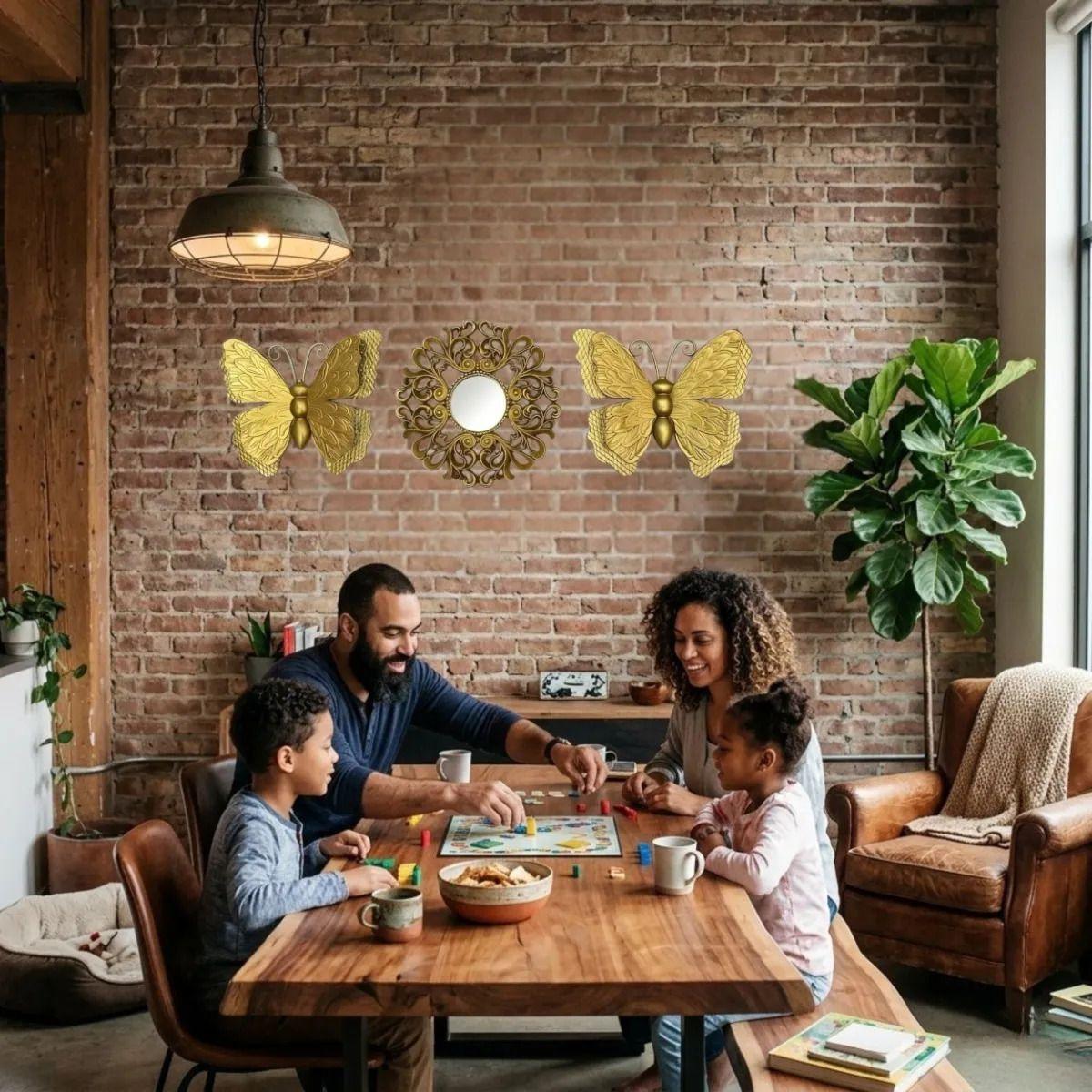 Set Espejo Decorativo Pared Mariposas Estilo Moderno ALJ-3