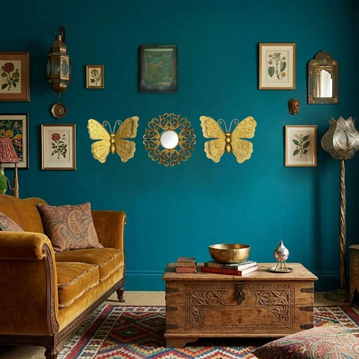 Set Espejo Decorativo Pared Mariposas Estilo Moderno ALJ-4