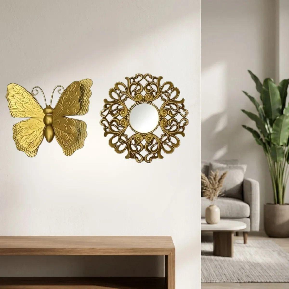 Set Espejo Decorativo Pared Mariposas Estilo Moderno ALJ-5