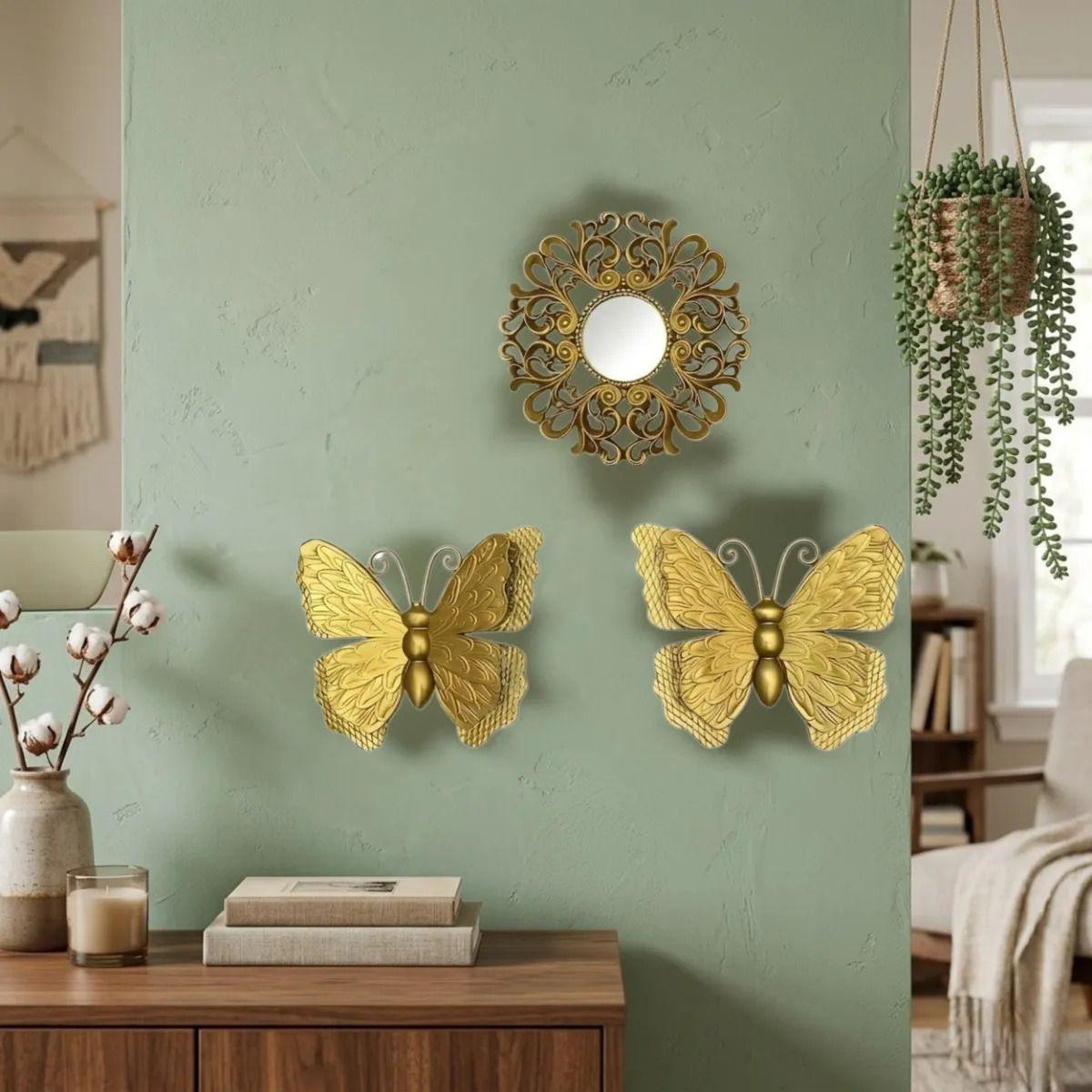Set Espejo Decorativo Pared Mariposas Estilo Moderno ALJ-8