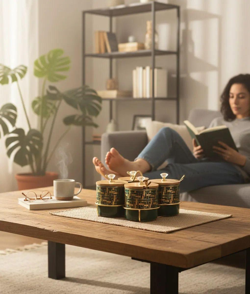 Juego Contenedores Frascos Organización Estilo Elegante Jhn-4