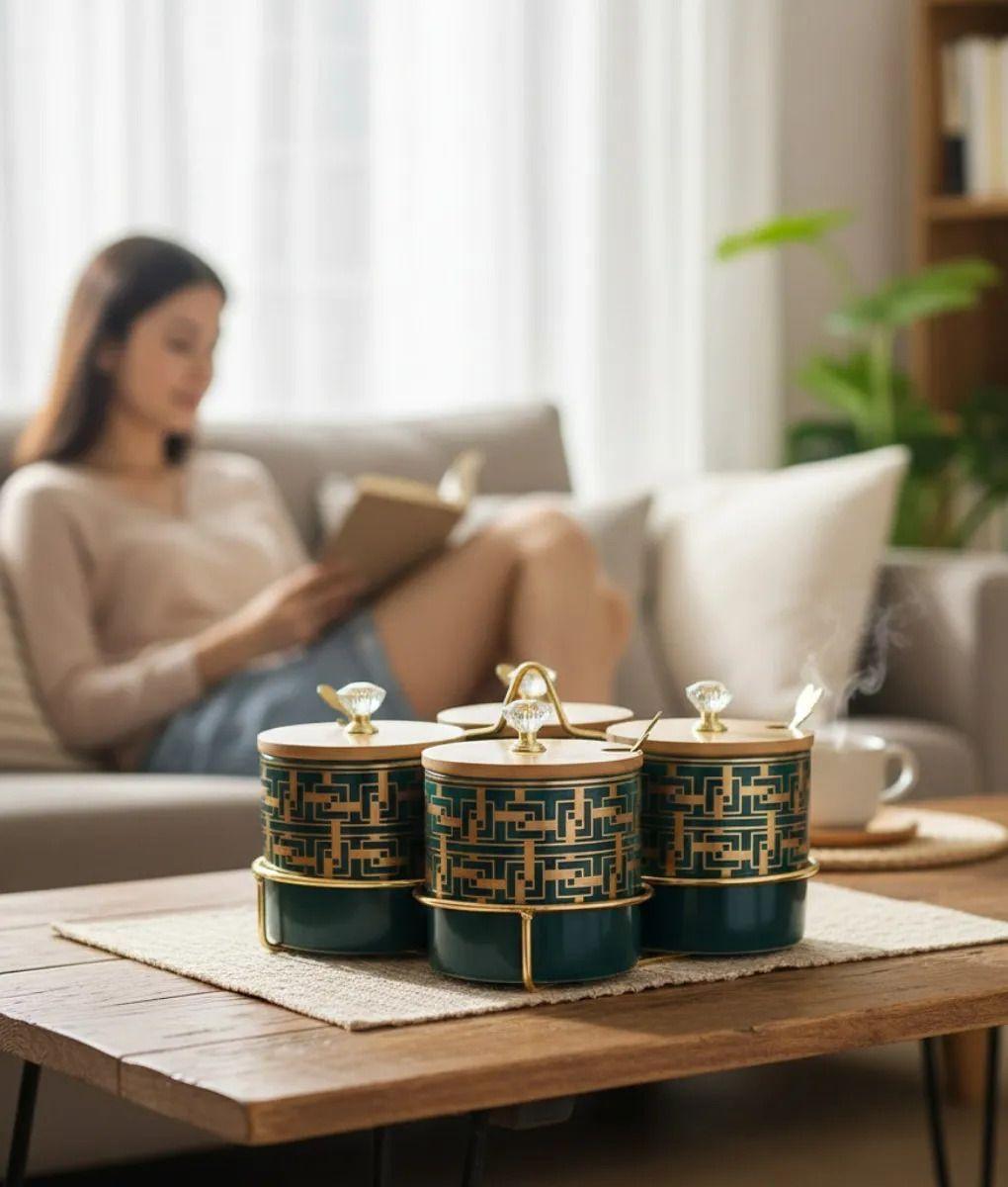 Juego Contenedores Frascos Organización Estilo Elegante Jhn-6