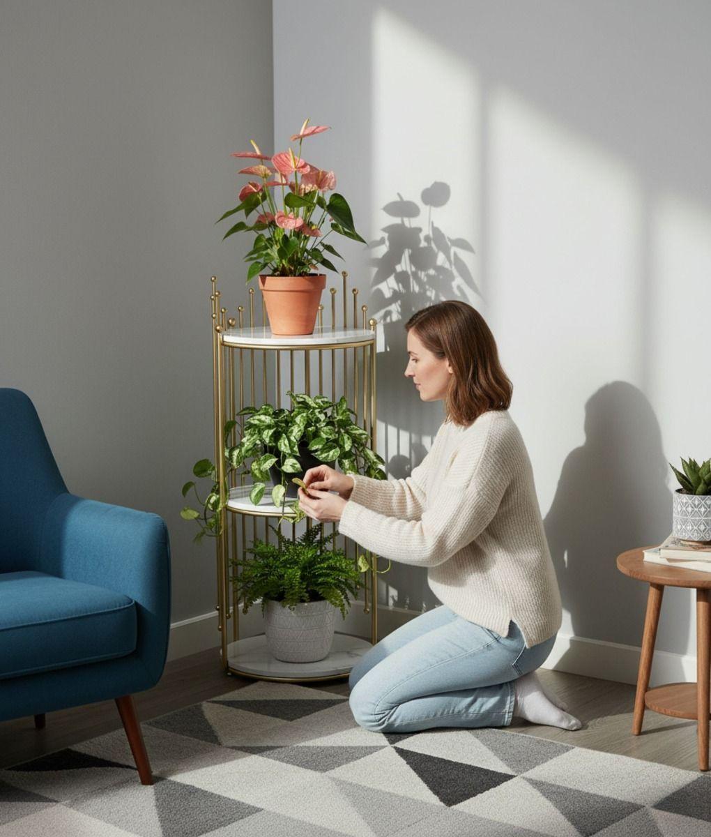 Mesa Centro Estante Decorativo Esquinero Almacenamiento Jhn-4