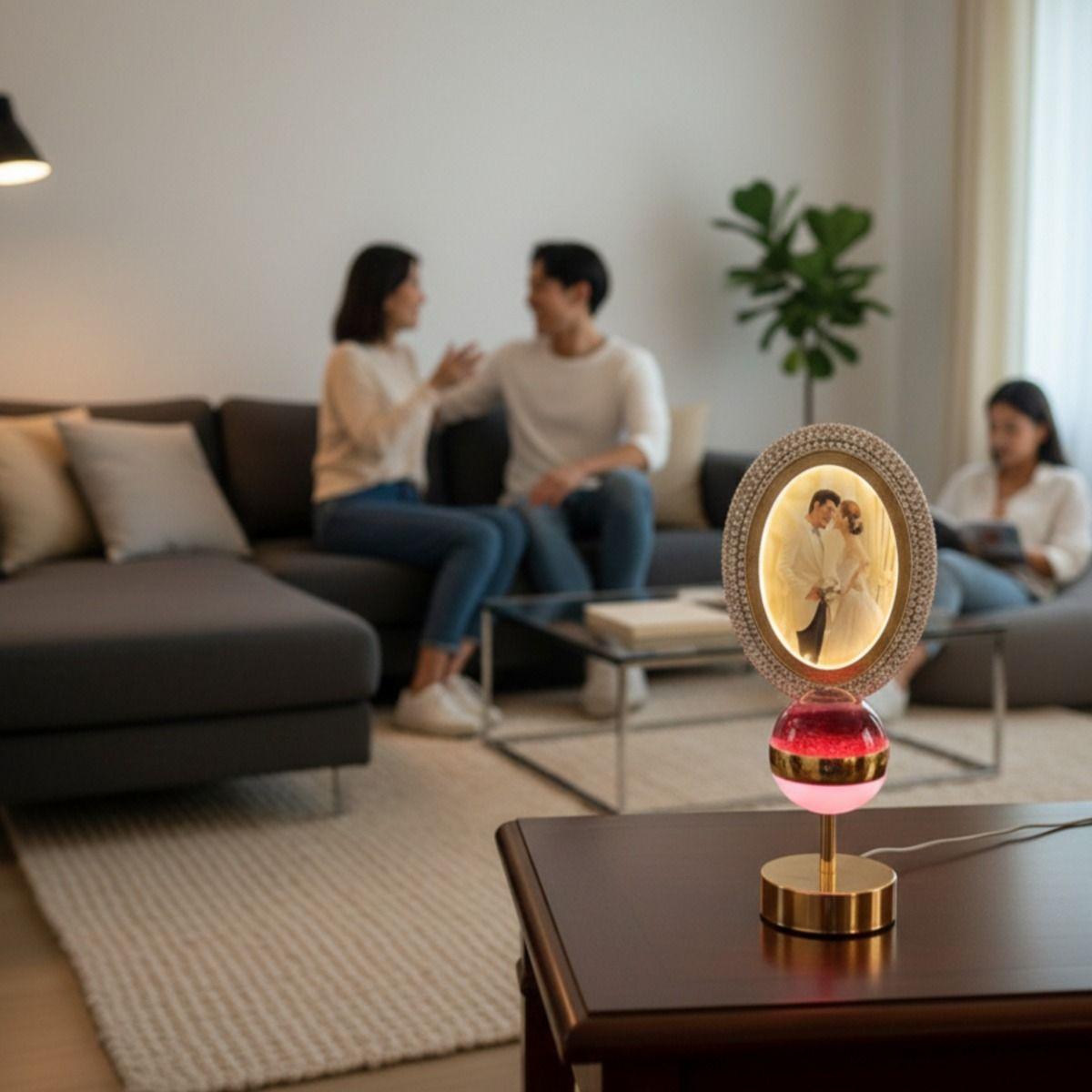 Portarretrato Digital Mesa Decorativo Esfera Iluminada Jhn-4