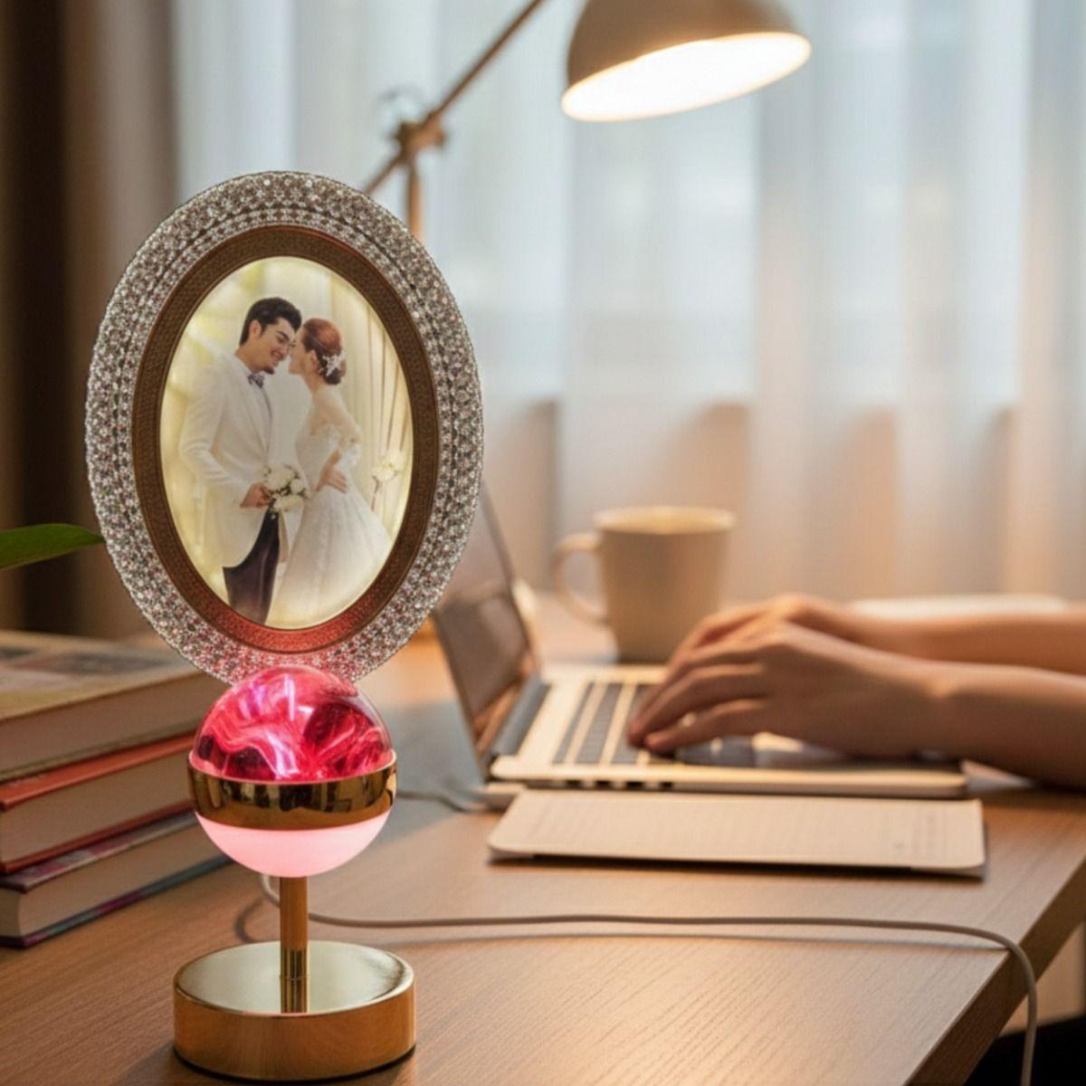 Portarretrato Digital Mesa Decorativo Esfera Iluminada Jhn-7