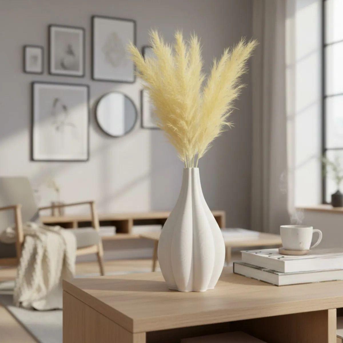 Florero Decorativo Estriado Escultórico Estilo Moderno AJ-6