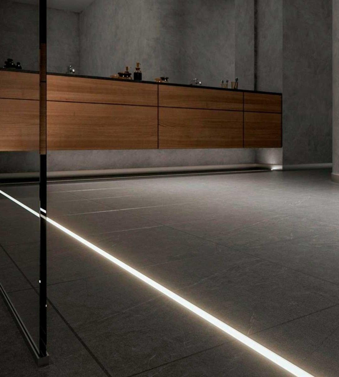 Perfil Embutir Piso Tiras LED 3 Mts Compacto Decoración Jhn-7