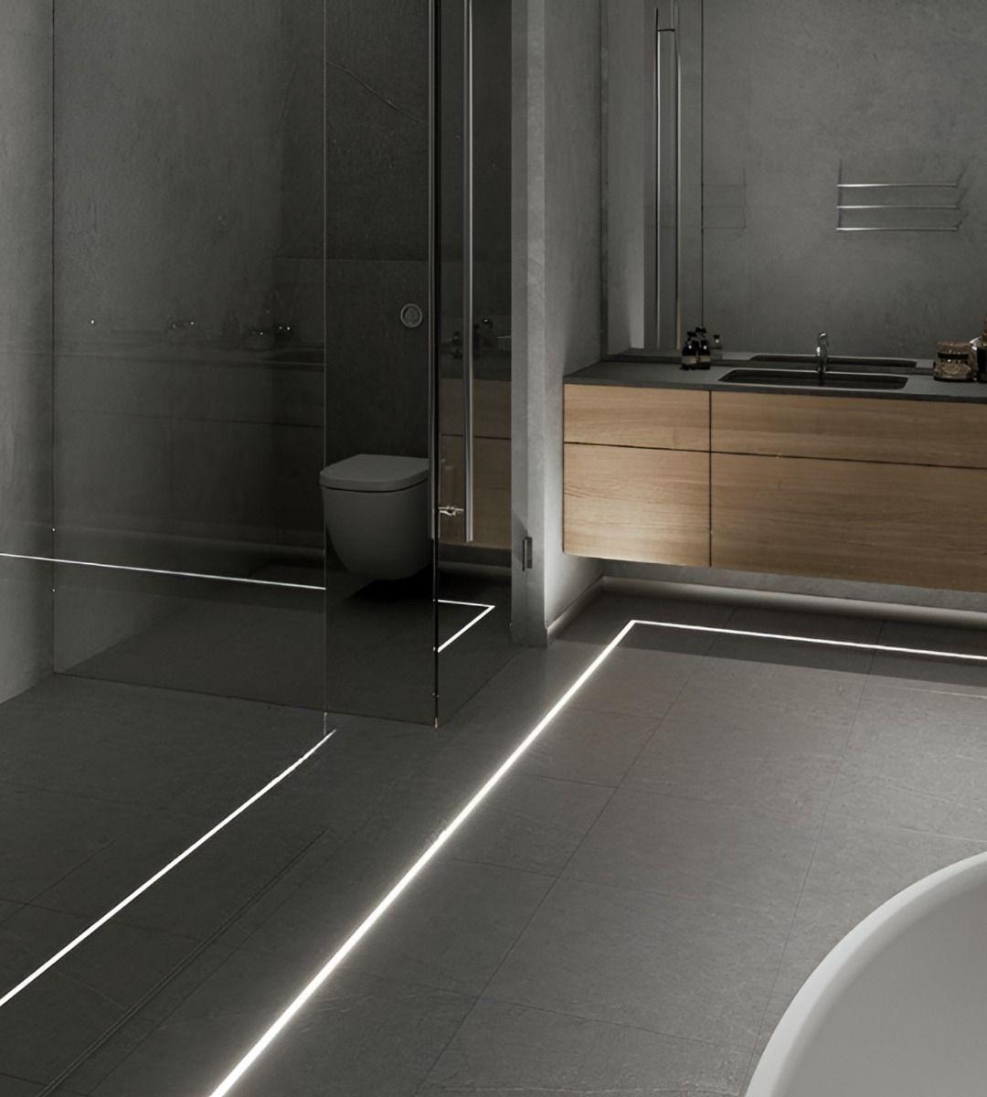 Perfil Embutir Piso Tiras LED 3 Mts Compacto Decoración Jhn-8