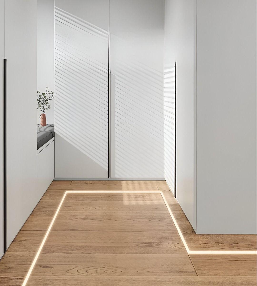 Perfil Embutir Piso Tiras LED 3 Mts Compacto Decoración Jhn-9