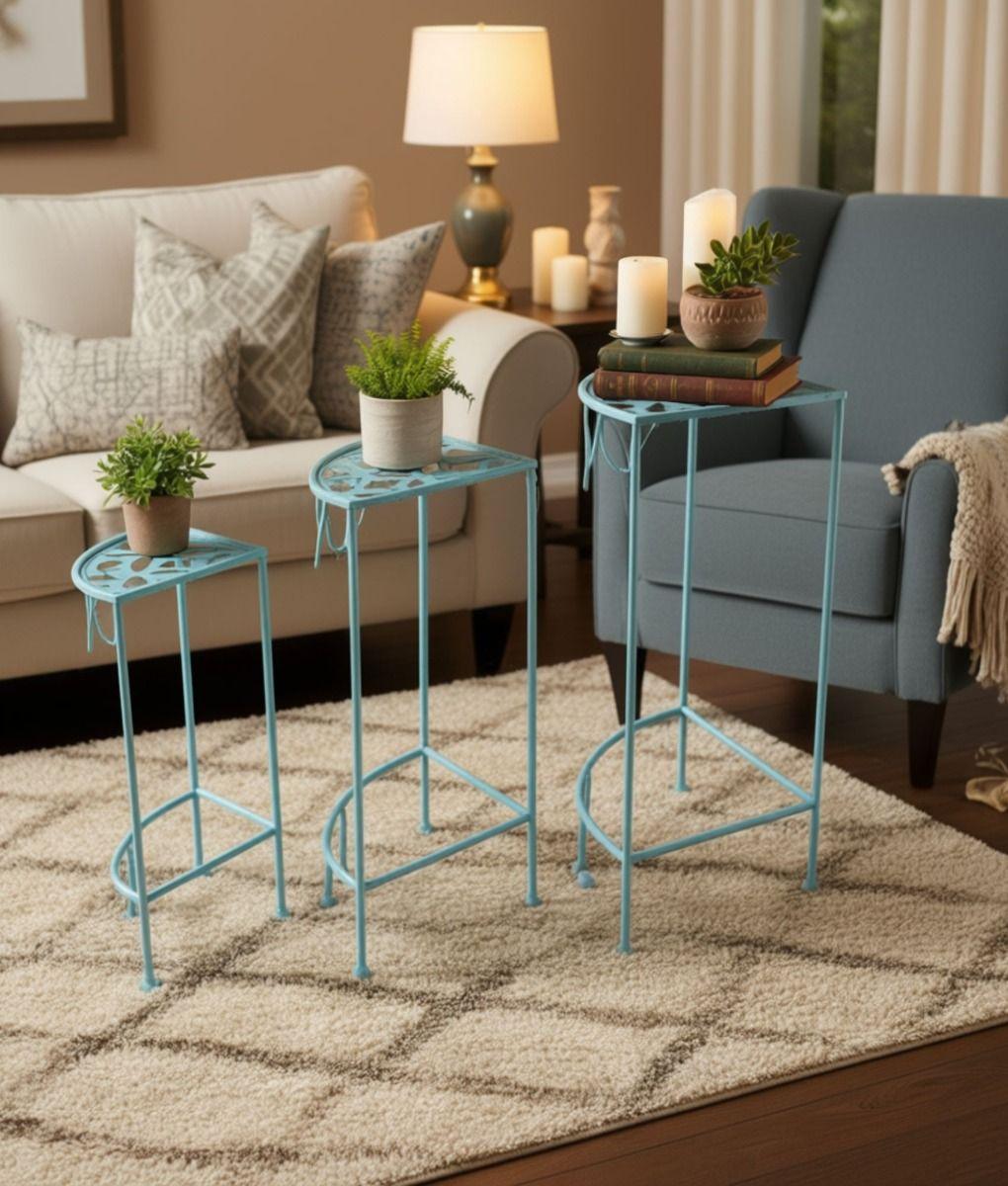 Set 3 Mesa Auxiliar Decorativa Esquina Multifuncional Jhn-6