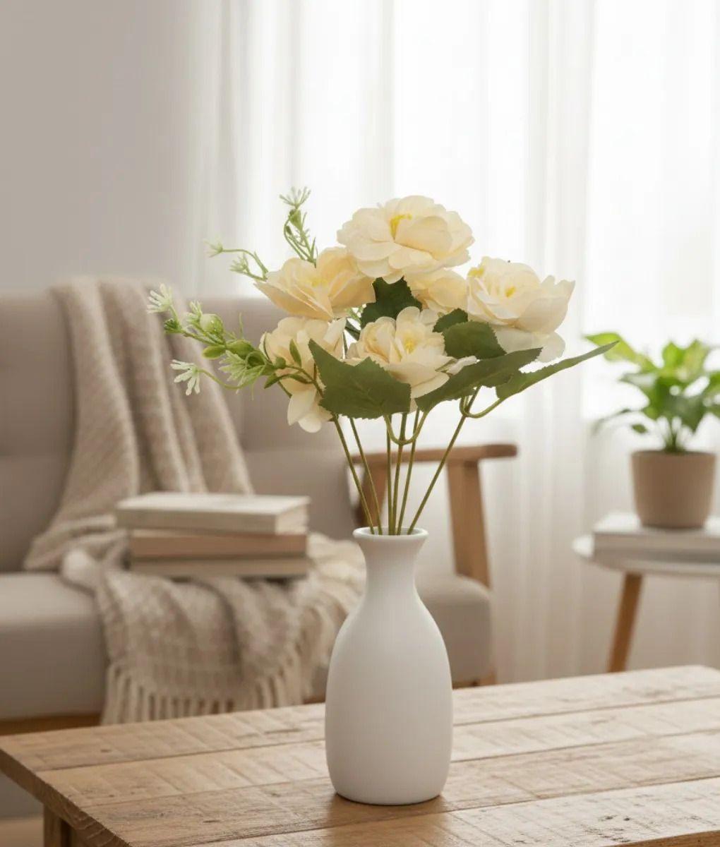 Set 6 Flores Artificiales Decorativa Ramo Belleza Adorno Jhn-9