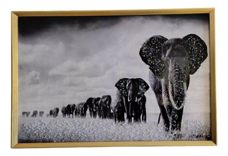 Cuadro Decorativo Mural Manada Elefantes Arte Pared Jhn-0