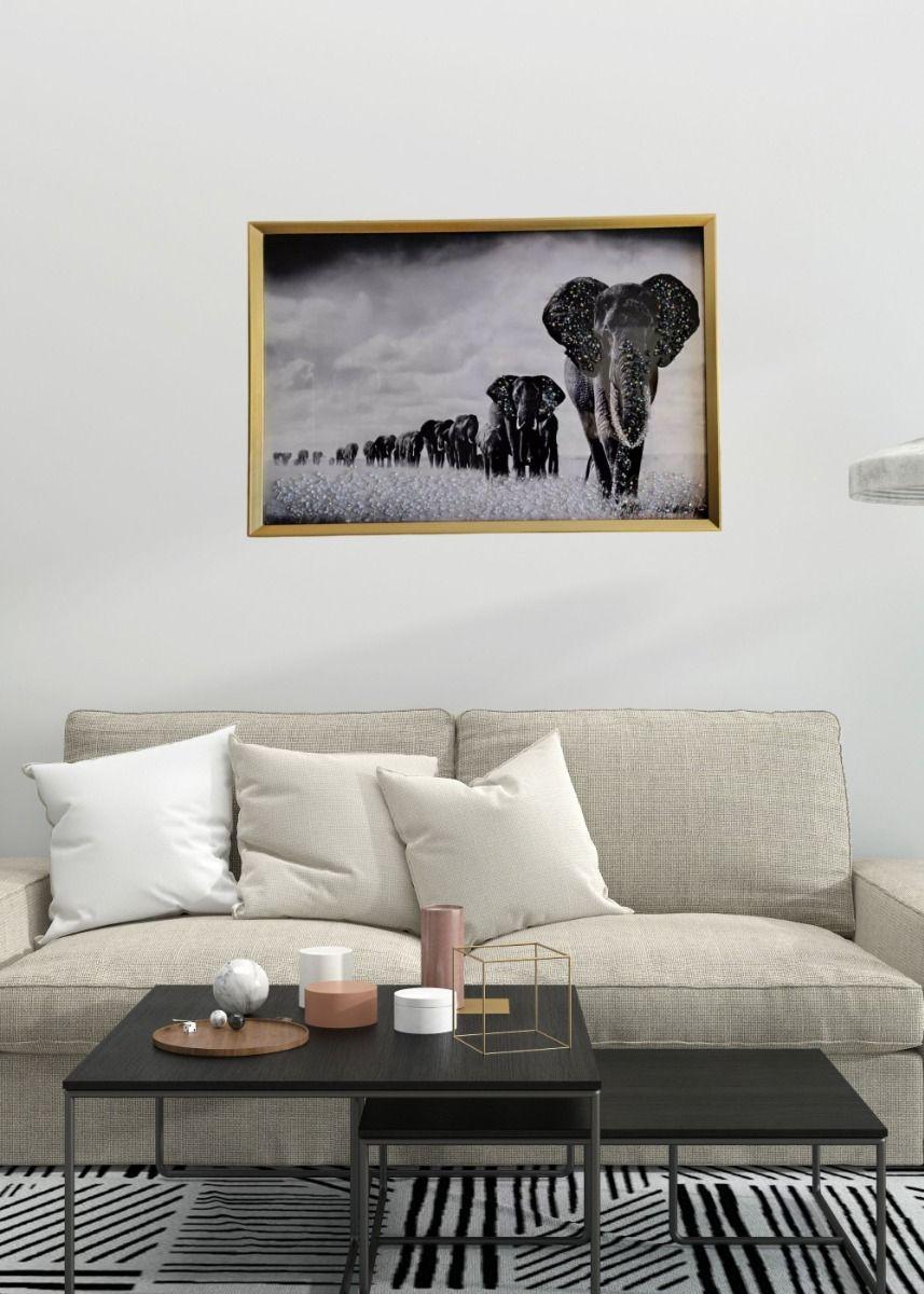 Cuadro Decorativo Mural Manada Elefantes Arte Pared Jhn-5