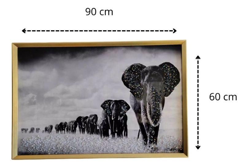 Cuadro Decorativo Mural Manada Elefantes Arte Pared Jhn-9