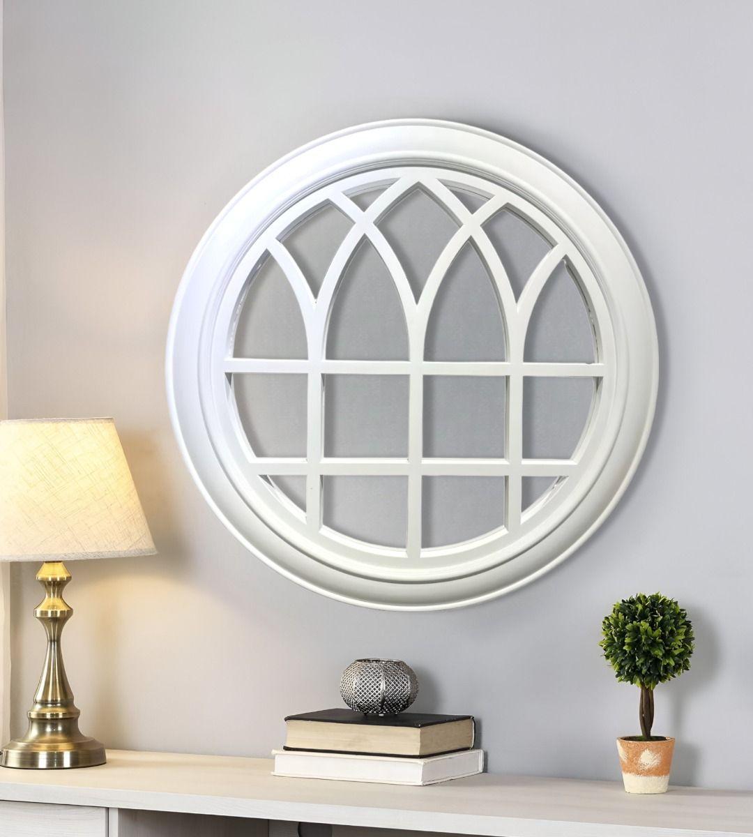Espejo Decorativo Circular Ventana Elegante Blanco Jhn-6