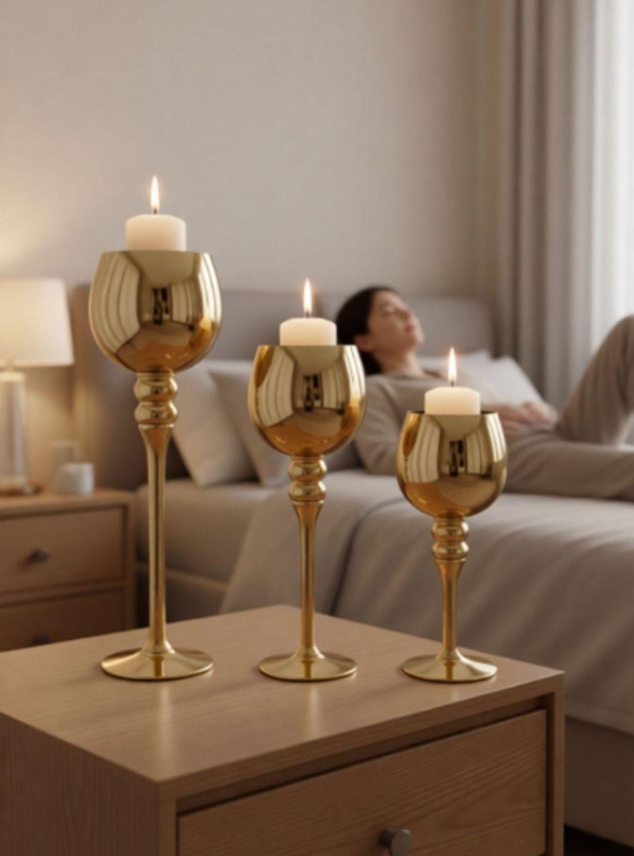 Set 3 Portavelas Diseño Copa Gala Soporte Decorativo Jhn-3