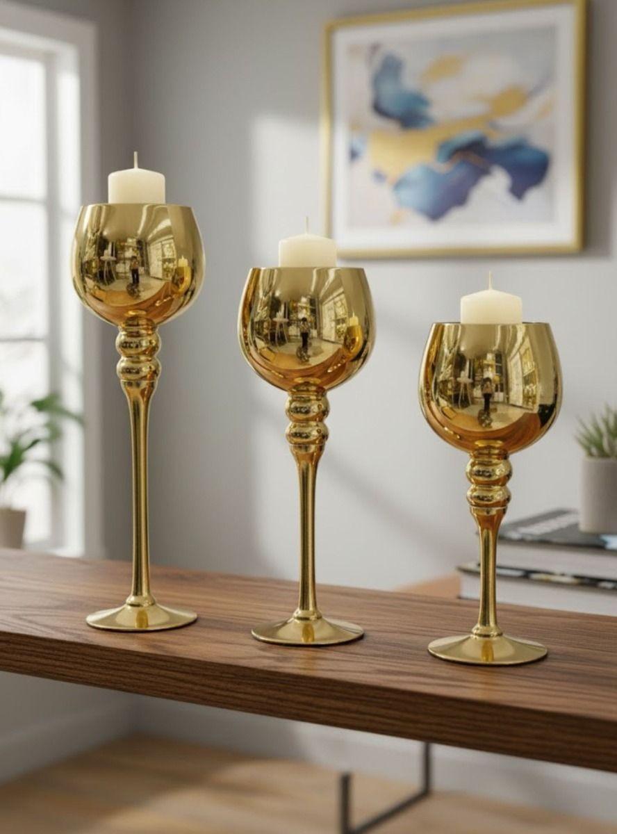 Set 3 Portavelas Diseño Copa Gala Soporte Decorativo Jhn-6