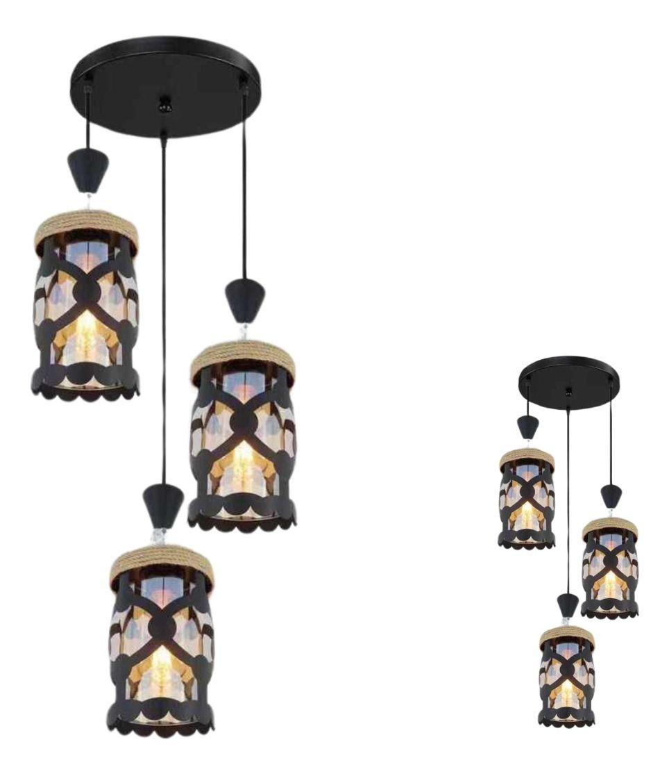 Lampara Colgante Iluminacion Retro Vintage 3 Luces Hogar Lau-1