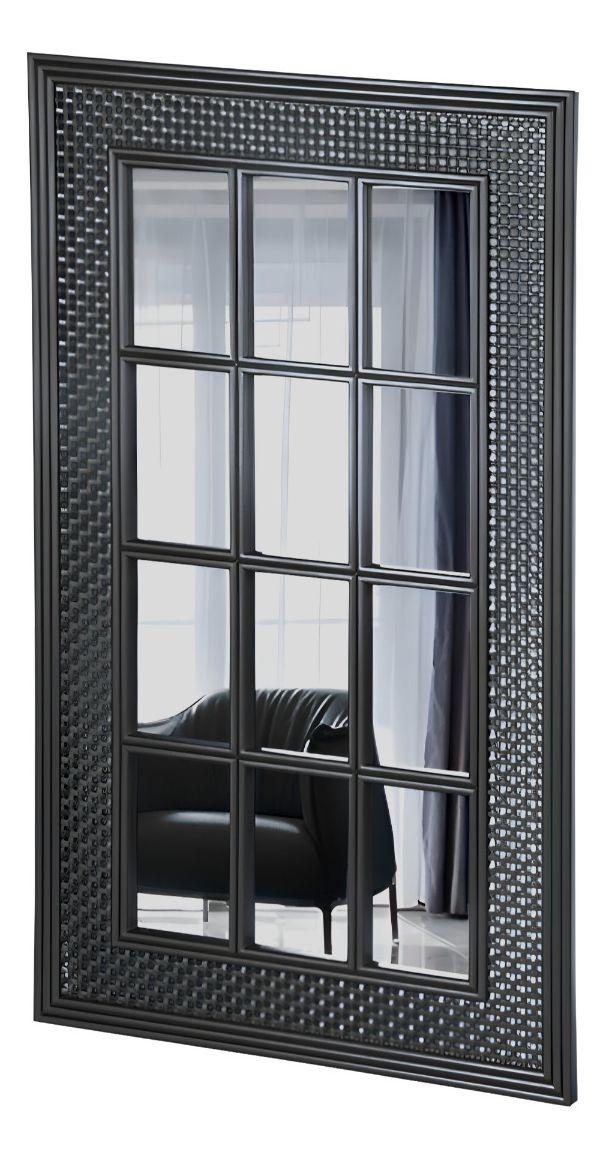 Espejo Decorativo Diseño Ventana Marco Negro Rectangular Jhn-8