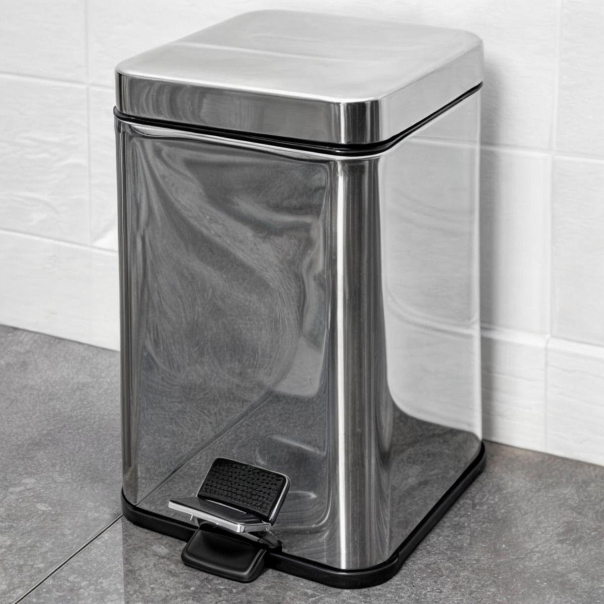 PAPELERO BASURERO Acero inoxidable Pedal Tapa Rectangular-4