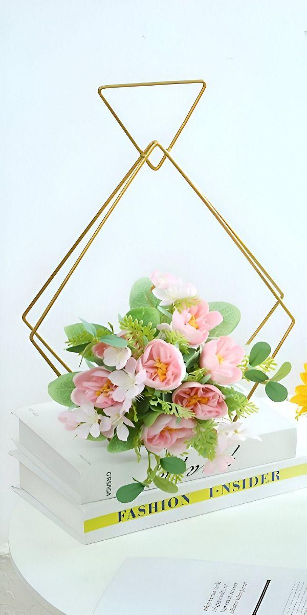 Candelero Centro Mesa Hierro Dorado Decoración Floral Jhn-4
