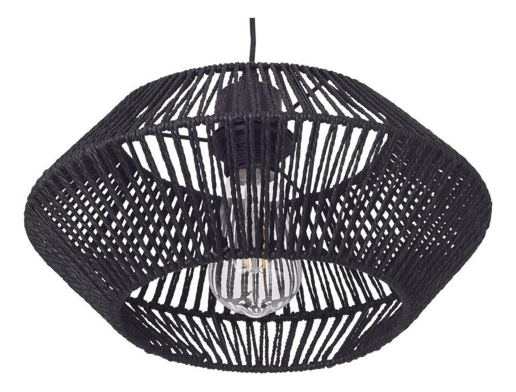 Lámpara Techo Colgante Jaula Ratán Tejida Bohemio Negro Jhn-2