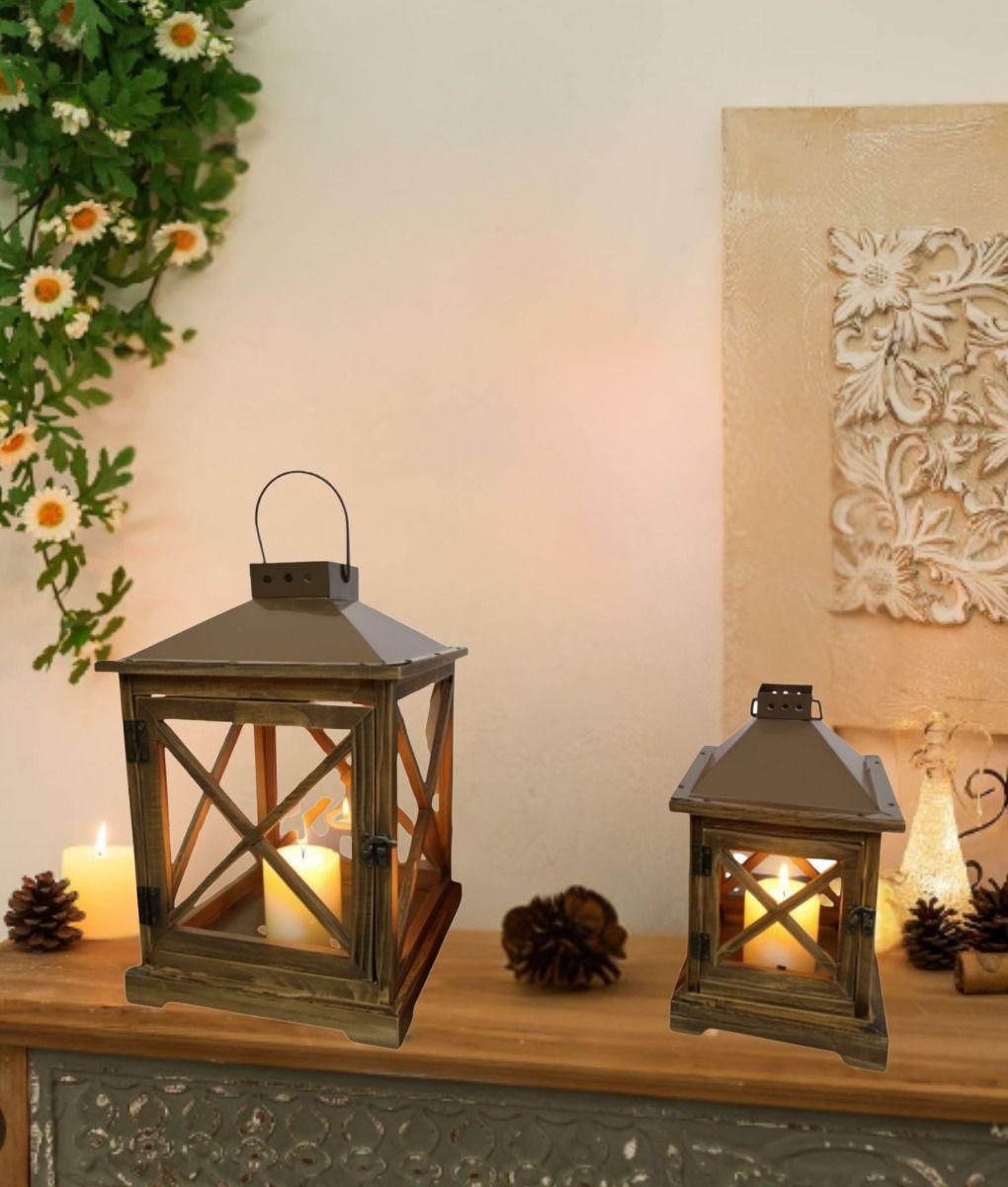 Set 2 Portavelas Decorativas Estilo Rústico Adorno Jhn-7