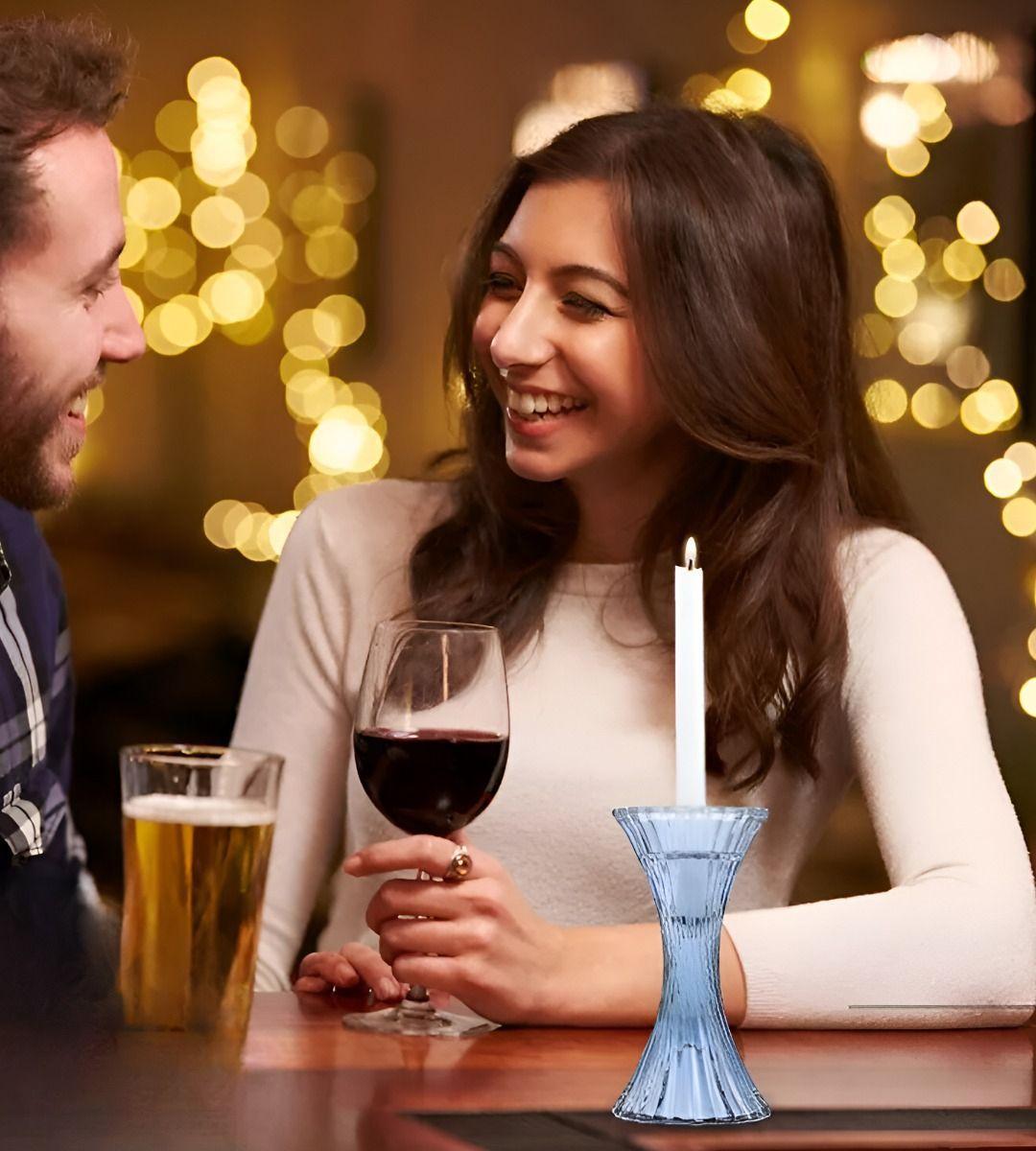 Set 2 Candelabros Portavelas Cristal Vidrio Decoración Jhn-2