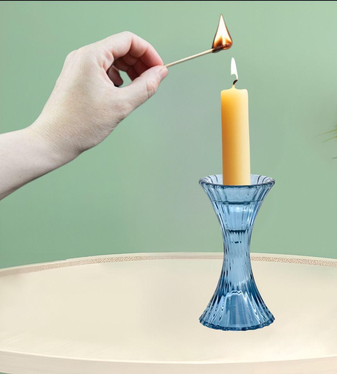 Set 2 Candelabros Portavelas Cristal Vidrio Decoración Jhn-7