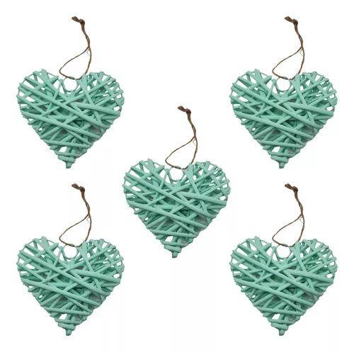 Set 5 Corazon Mimbre Corazon Colgante Hogar Nordico Lau-0