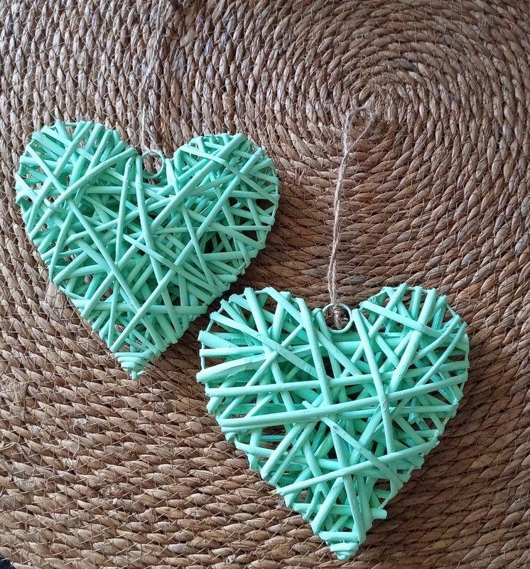 Set 5 Corazon Mimbre Corazon Colgante Hogar Nordico Lau-3