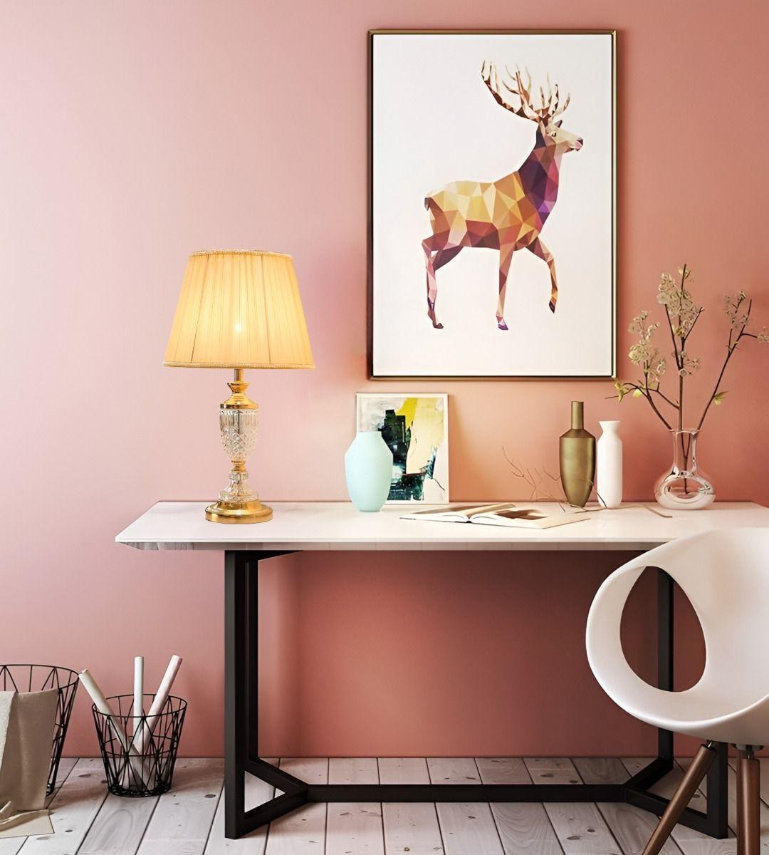 Lámpara Mesa Pantalla Plisada Decorativa Beige Hogar Jhn-6