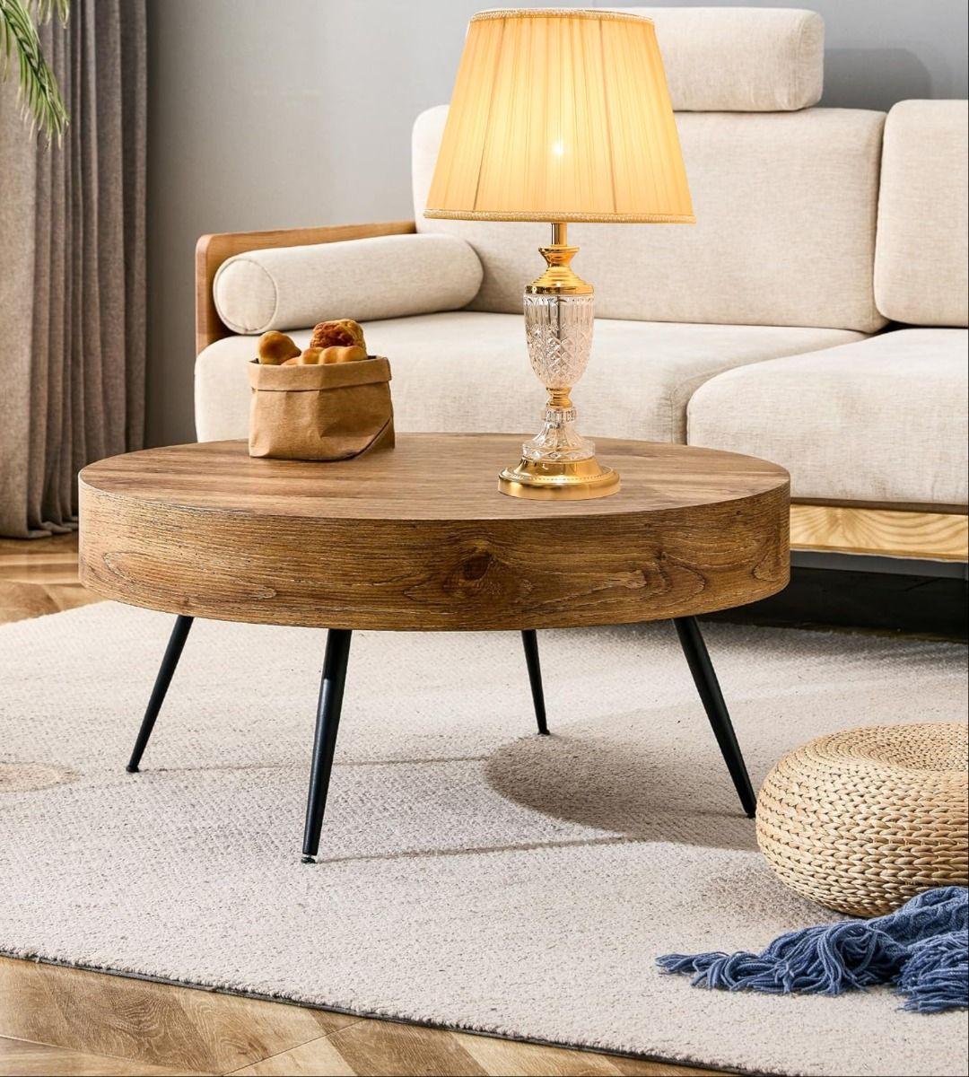 Lámpara Mesa Pantalla Plisada Decorativa Beige Hogar Jhn-7